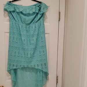 Maurices Aqua Lace Off-Shoulder High-Low Dress